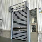 Aluminum high-speed roller shutter front door located in the warehouse