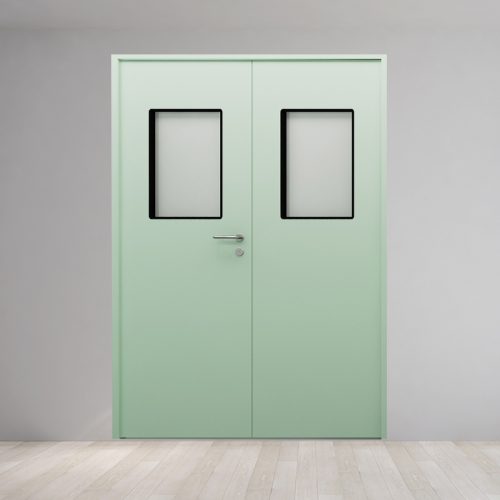 light green steel door