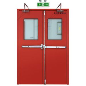 Stainless Steel Fire Door Red Sliding Stainless Steel Fire Door with Viewing Window