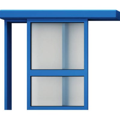 Hospital-grade sanitary blue metal frame glass sliding door